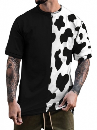 T-shirts Pour Hommes Casual Jewel Neck Imprimé Léopard Manches Courtes